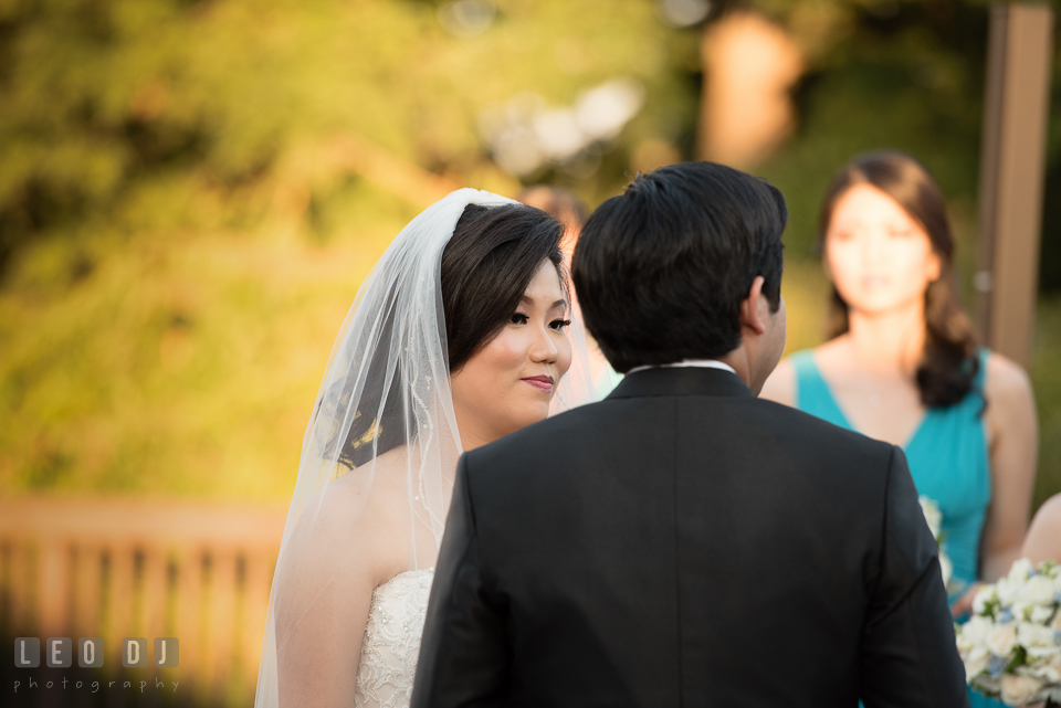 Hidden Creek Country Club Bride reciting vow to Groom photo by Leo Dj Photography