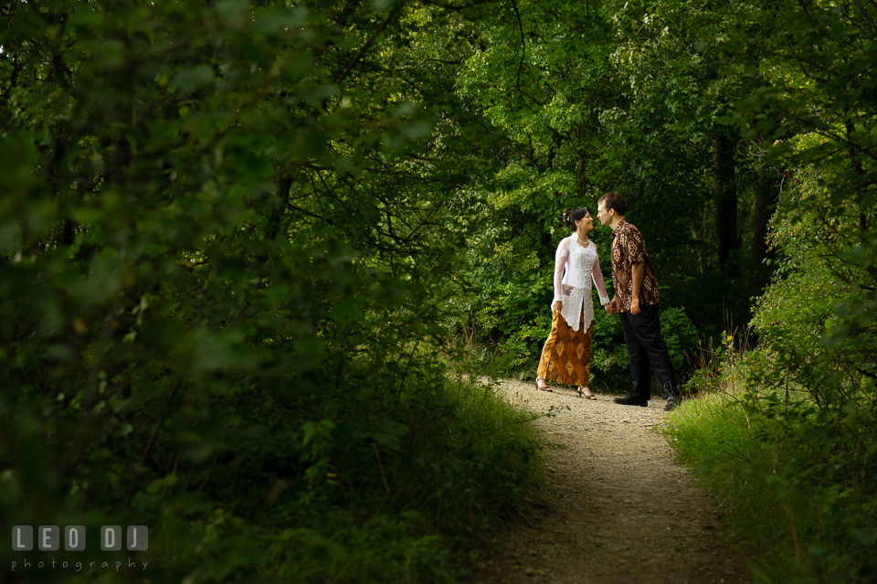 Bride and Groom in the woods almost kissing. Landgrafen Restaurant, Jena, Germany, wedding reception and ceremony photo, by wedding photographers of Leo Dj Photography. http://leodjphoto.com