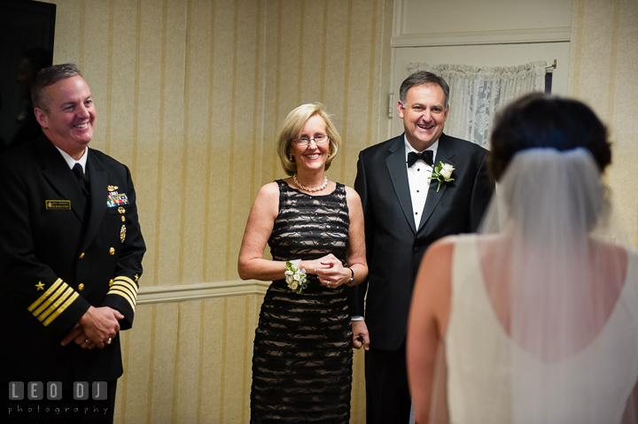 Bride's uncles and Mother of Bride seeing Bride for the first time in her wedding dress. Historic Inns of Annapolis, Governor Calvert House wedding Maryland, by wedding photographers of Leo Dj Photography. http://leodjphoto.com