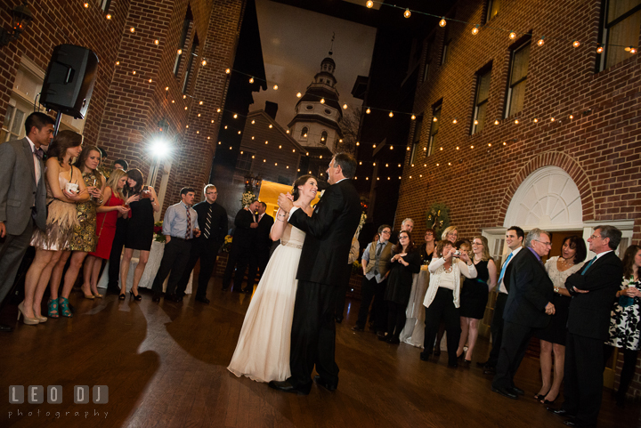 Bride dance with uncle during parent dance. Historic Inns of Annapolis, Governor Calvert House wedding Maryland, by wedding photographers of Leo Dj Photography. http://leodjphoto.com