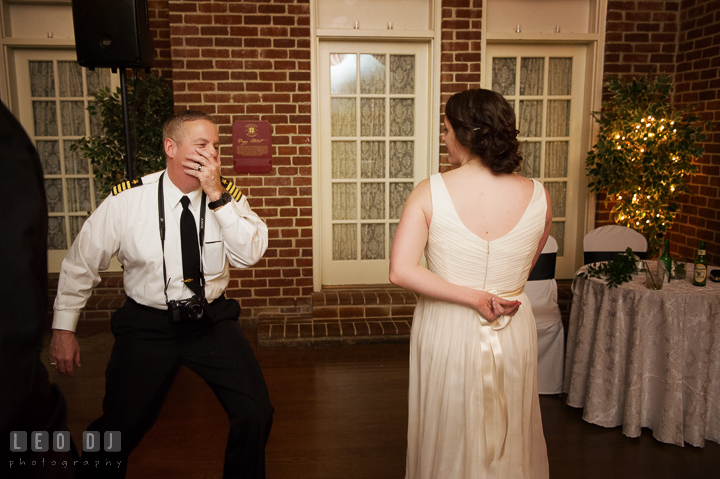 Bride dancing with her uncle. Historic Inns of Annapolis, Governor Calvert House wedding Maryland, by wedding photographers of Leo Dj Photography. http://leodjphoto.com