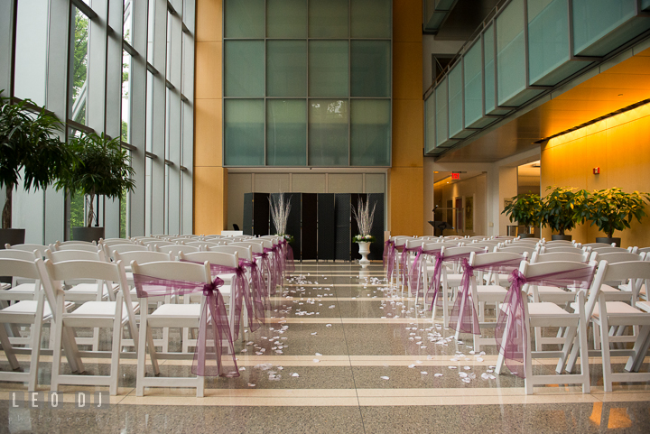 Wide shot of the room setting for the ceremony. Falls Church Virginia 2941 Restaurant wedding ceremony photo, by wedding photographers of Leo Dj Photography. http://leodjphoto.com