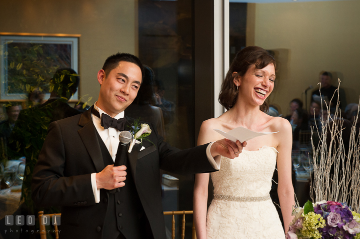 Groom saying few words of thanks. Falls Church Virginia 2941 Restaurant wedding reception photo, by wedding photographers of Leo Dj Photography. http://leodjphoto.com