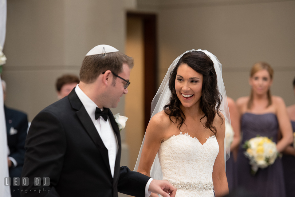 Groom circling Bride before entering the chuppah. Loews Annapolis Hotel Maryland wedding, by wedding photographers of Leo Dj Photography. http://leodjphoto.com