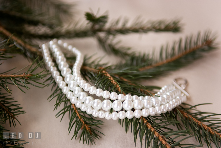 Bride's bracelet. The Ballroom at The Chesapeake Inn wedding ceremony photos, Chesapeake City, Maryland by photographers of Leo Dj Photography.