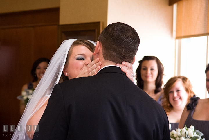 Bride and Groom kissed each other. The Ballroom at The Chesapeake Inn wedding ceremony photos, Chesapeake City, Maryland by photographers of Leo Dj Photography.