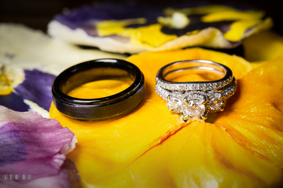 Wedding bands and engagement ring at Kent Manor Inn photo by Leo Dj Photography