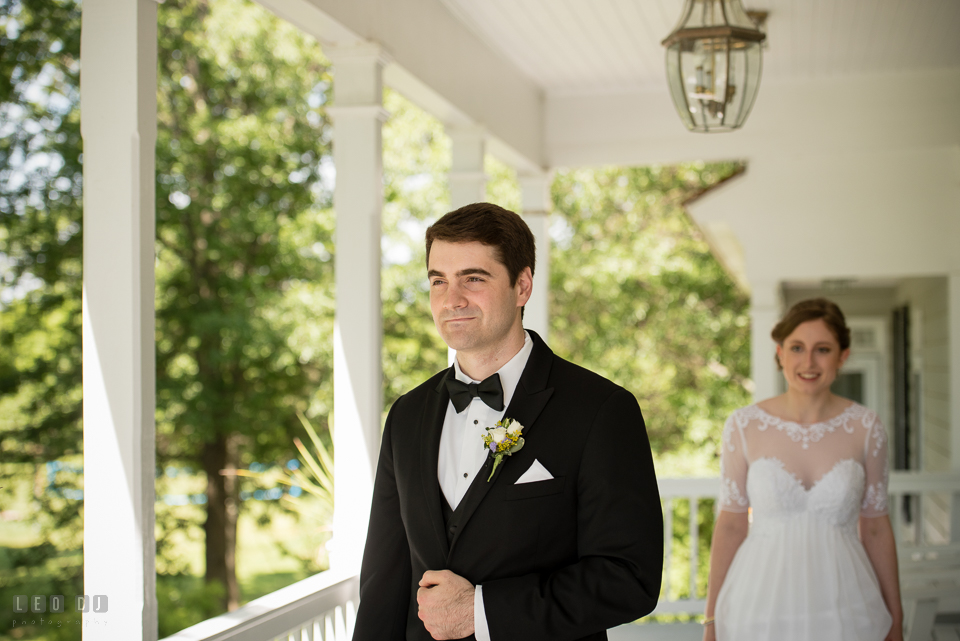 Kent Island Maryland Bride to do first look with Groom photo by Leo Dj Photography