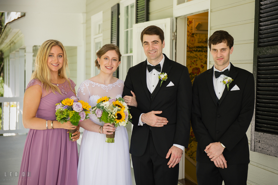 Kent Manor Inn wedding party Bride, Groom, Maid of Honor, and Best Man by Leo Dj Photography