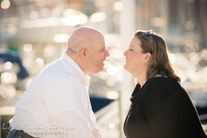 Engaged man looking at his fiancée up close. Annapolis Downtown USNA Pre-wedding Engagement Photographer, Leo Dj Photography