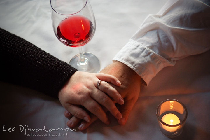 Engaged girl holding her fiancé's hand with engagement ring on her hand. Annapolis Downtown USNA Pre-wedding Engagement Photographer, Leo Dj Photography