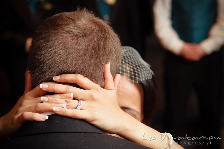 Bride's wedding and engagement rings. Falls Church Virginia 2941 Restaurant Wedding Photographer