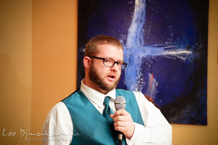 Best man's speech. Falls Church Virginia 2941 Restaurant Wedding Photographer