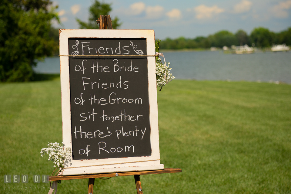 The Oaks Waterfront Inn invitation sign at the ceremonial area photo by Leo Dj Photography