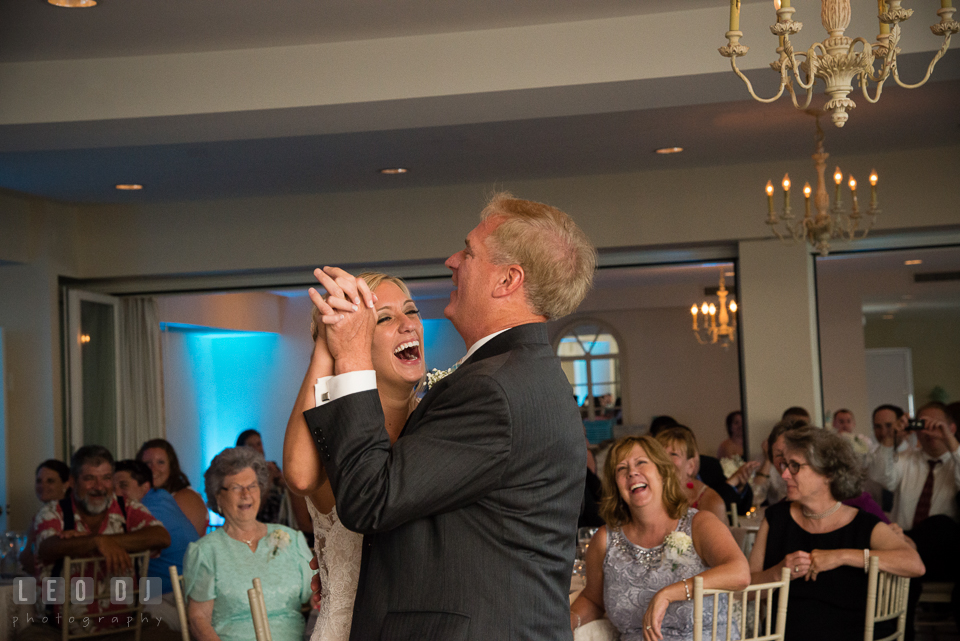 The Oaks Waterfront Inn Bride laughing during dance with Father of the Bride photo by Leo Dj Photography