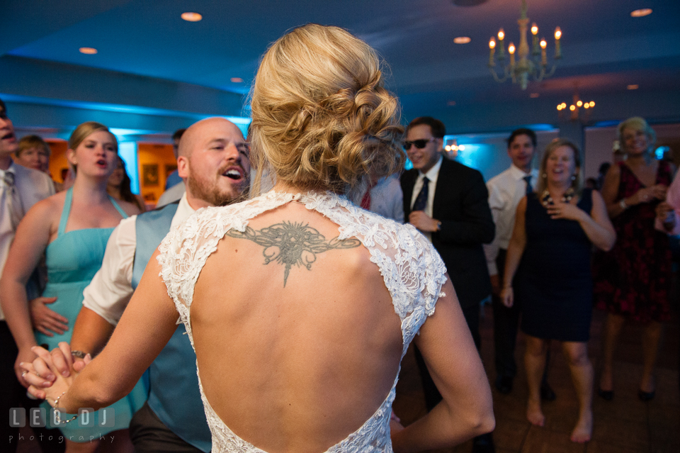 The Oaks Waterfront Inn Groom dancing and twirling Bride photo by Leo Dj Photography