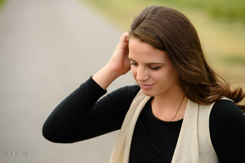 McDonogh High School Maryland senior girl brushing her hair photo by Leo Dj Photography.