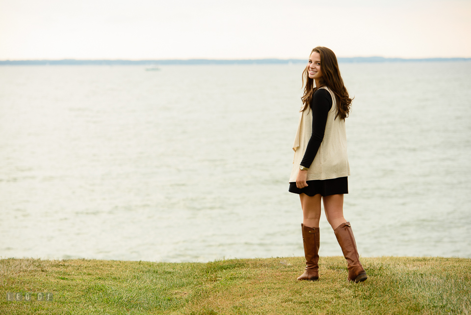 McDonogh High School Maryland senior beautiful girl walking by the water photo by Leo Dj Photography.