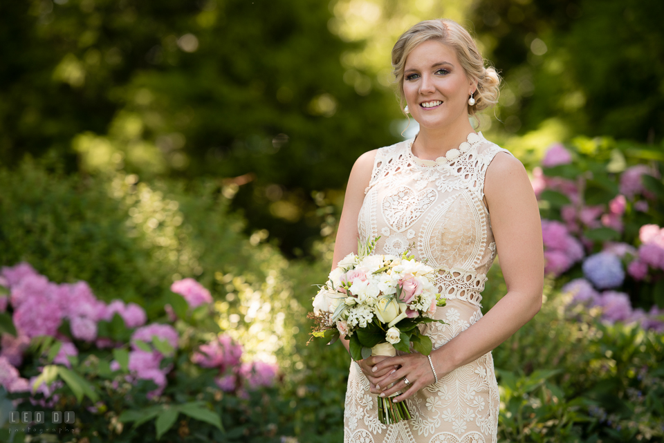 Kent Manor Inn bride wearing wedding gown from Anna Sui, Roane Gown, BHLDN Anthropology Georgetown photo by Leo Dj Photography