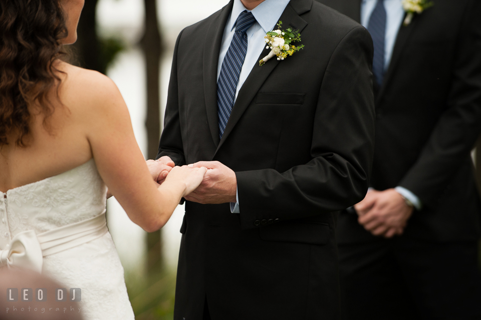 Bride and Groom reciting their vows during the ceremony. Kent Island Maryland Chesapeake Bay Beach Club wedding photo, by wedding photographers of Leo Dj Photography. http://leodjphoto.com