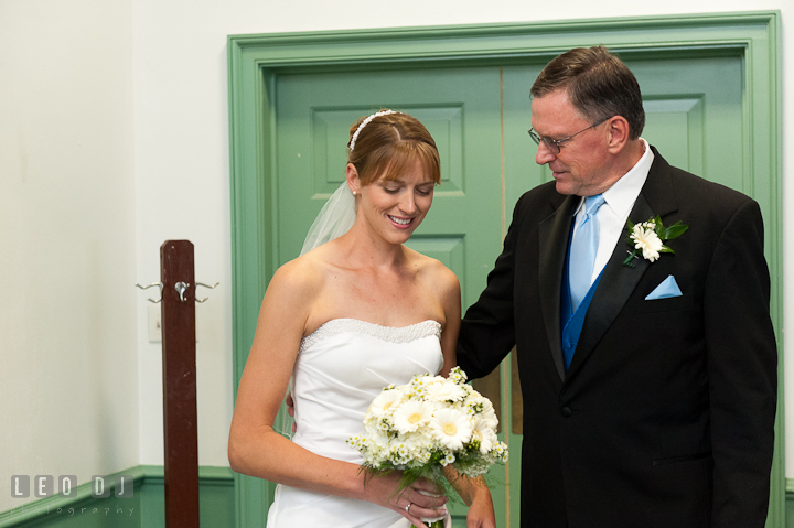 Bride spending time with Father before she walks down the isle. St. Mark United Methodist Church wedding photos at Easton, Eastern Shore, Maryland by photographers of Leo Dj Photography. http://leodjphoto.com