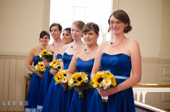 Maid of Honor and Bridesmaids smiling. St. Mark United Methodist Church wedding photos at Easton, Eastern Shore, Maryland by photographers of Leo Dj Photography. http://leodjphoto.com