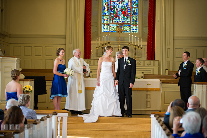 Pastor introduced the newly wed couple. St. Mark United Methodist Church wedding photos at Easton, Eastern Shore, Maryland by photographers of Leo Dj Photography. http://leodjphoto.com