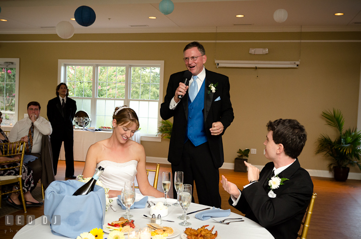 Father of Bride delivering speech. Riverhouse Pavilion wedding photos at Easton, Eastern Shore, Maryland by photographers of Leo Dj Photography. http://leodjphoto.com