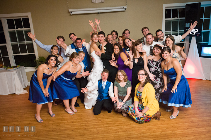 Group shot with Washington College Alumni. Riverhouse Pavilion wedding photos at Easton, Eastern Shore, Maryland by photographers of Leo Dj Photography. http://leodjphoto.com