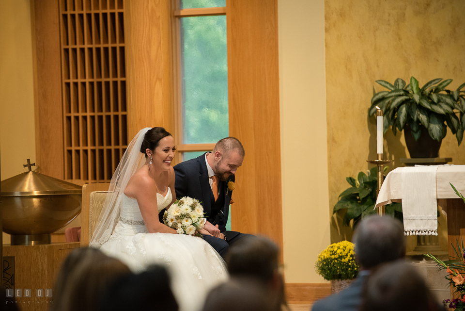 St Andrew by the Bay wedding ceremony Bride and Groom laughing photo by Leo Dj Photography.