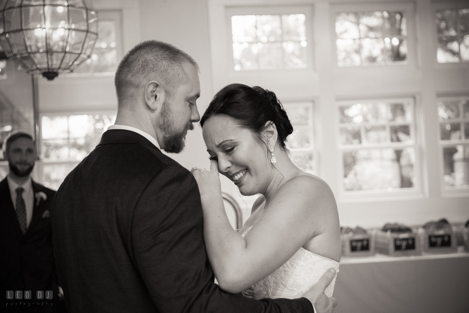 Chesapeake Bay Beach Club Bride cried during first dance with Groom photo by Leo Dj Photography.