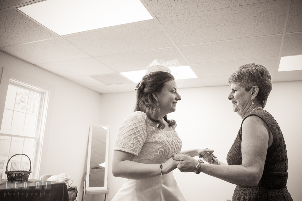 Mother of the Bride spending time with her daughter. Fisherman's Inn, Safe Harbor Church, Kent Island, Eastern Shore Maryland, wedding reception and ceremony photo, by wedding photographers of Leo Dj Photography. http://leodjphoto.com