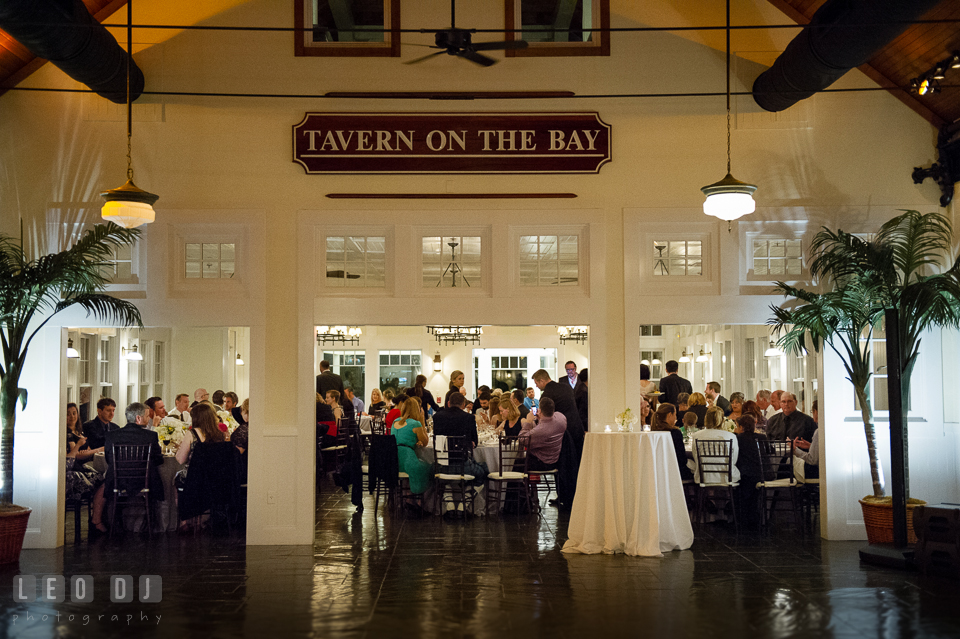 A wide view of the Tavern on the Bay ballroom and dining room. Kent Island Maryland Chesapeake Bay Beach Club wedding photo, by wedding photographers of Leo Dj Photography. http://leodjphoto.com