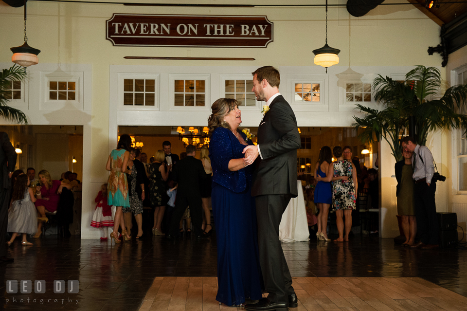 Mother of the Groom and son dance. Kent Island Maryland Chesapeake Bay Beach Club wedding photo, by wedding photographers of Leo Dj Photography. http://leodjphoto.com