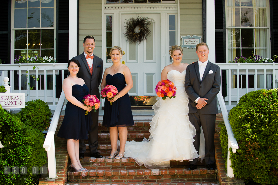 Bride and Groom posing together with the Best Man and Matron of Honors. Kent Manor Inn, Kent Island, Eastern Shore Maryland, wedding ceremony and getting ready photos, by wedding photographers of Leo Dj Photography. http://leodjphoto.com