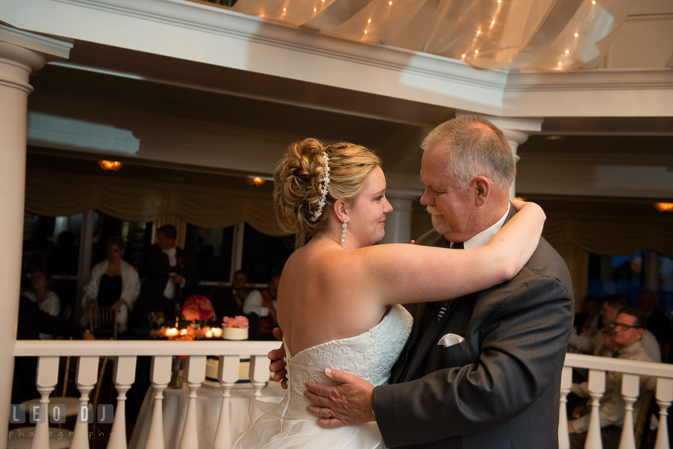 The Bride dances with her father. Kent Manor Inn, Kent Island, Eastern Shore Maryland, wedding reception and ceremony photo, by wedding photographers of Leo Dj Photography. http://leodjphoto.com