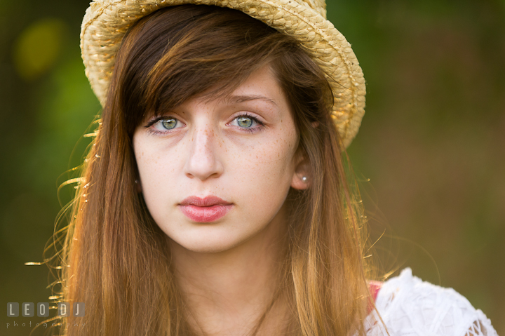 Beautiful girl with beatiful eyes wearing hat. Easton, Centreville, Maryland, High School senior portrait session by photographer Leo Dj Photography. http://leodjphoto.com