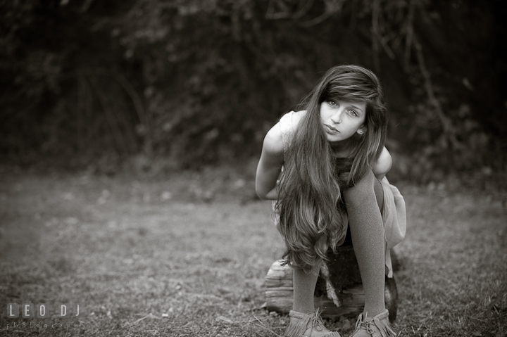 Beautiful girl sitting and smiling. Eastern Shore, Maryland, High School senior portrait session by photographer Leo Dj Photography. http://leodjphoto.com