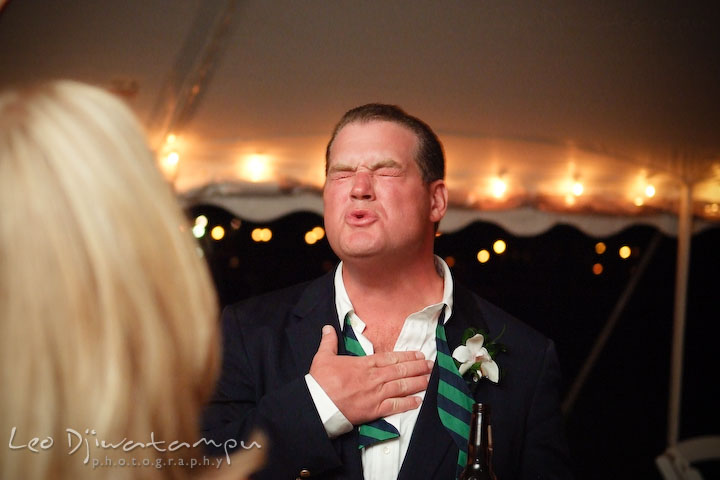 Groomsman singing along with the band. Annapolis Kent Island Maryland Wedding Photography with live dance band at reception