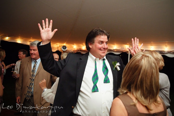 Groom's brother dancing and having fun. Annapolis Kent Island Maryland Wedding Photography with live dance band at reception