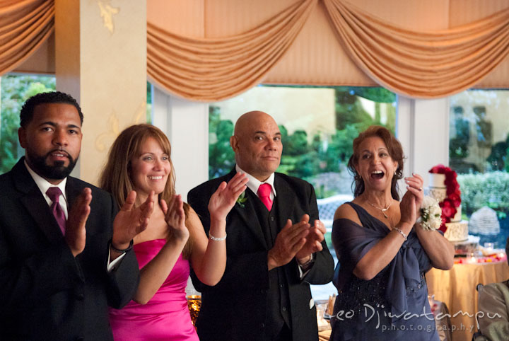 Guests clapping hands. The Grand Marquis, Old Bridge, New Jersey wedding photos by wedding photographers of Leo Dj Photography.