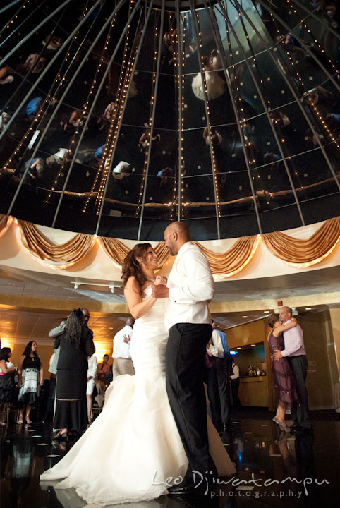 Bride and groom dancing under the dome. The Grand Marquis, Old Bridge, New Jersey wedding photos by wedding photographers of Leo Dj Photography.