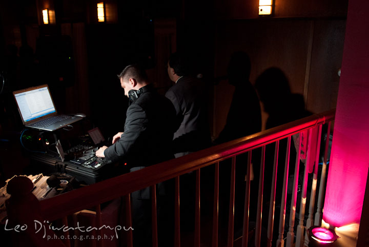 DJ Brian Crow in action. Overhills Mansion Catonsville Baltimore MD wedding photos by photographers of Leo Dj Photography