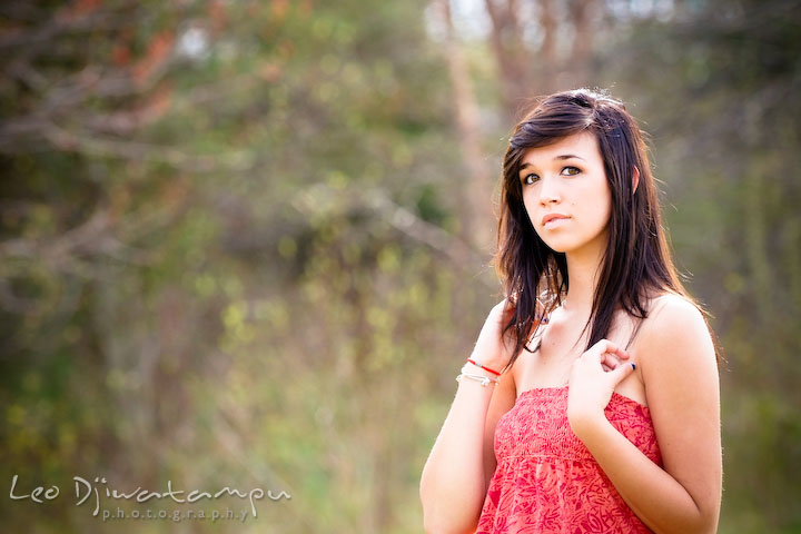 Girl playing with her hair. Kent Island Annapolis High School Senior Portrait