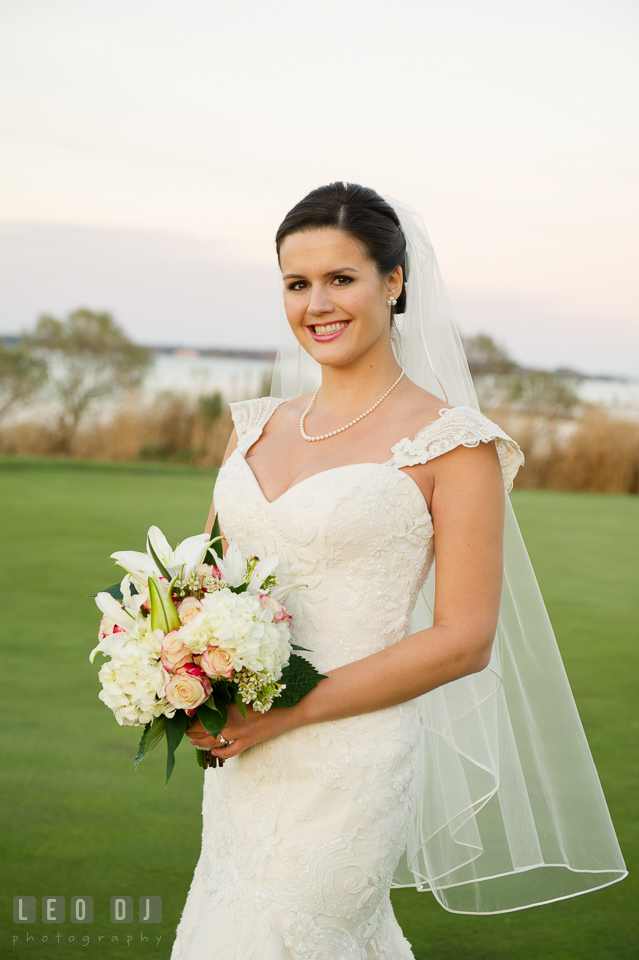 Lovely Bride smiling. Hyatt Regency Chesapeake Bay wedding at Cambridge Maryland, by wedding photographers of Leo Dj Photography. http://leodjphoto.com