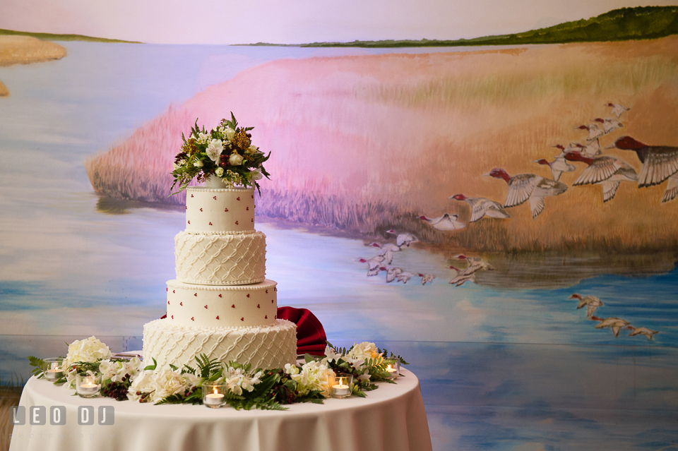 Wedding cake from Bay Country Bakery. Hyatt Regency Chesapeake Bay wedding at Cambridge Maryland, by wedding photographers of Leo Dj Photography. http://leodjphoto.com