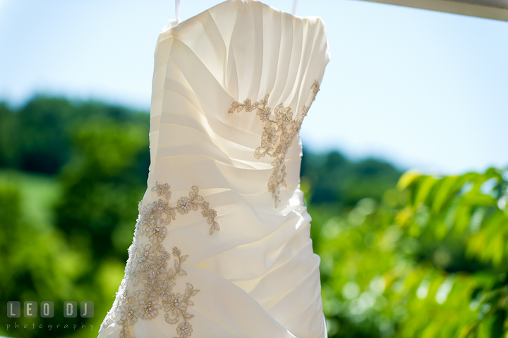 Detail shot of ride's wedding dress gown. Ostertag Vistas wedding ceremony photos at Myersville, Maryland by photographers of Leo Dj Photography.  http://leodjphoto.com
