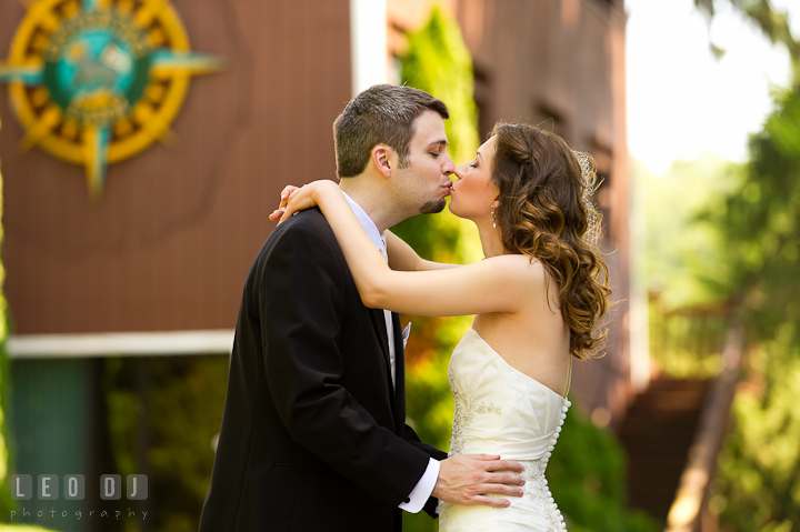Bride and Groom kissed during first glance. Ostertag Vistas wedding ceremony photos at Myersville, Maryland by photographers of Leo Dj Photography. http://leodjphoto.com