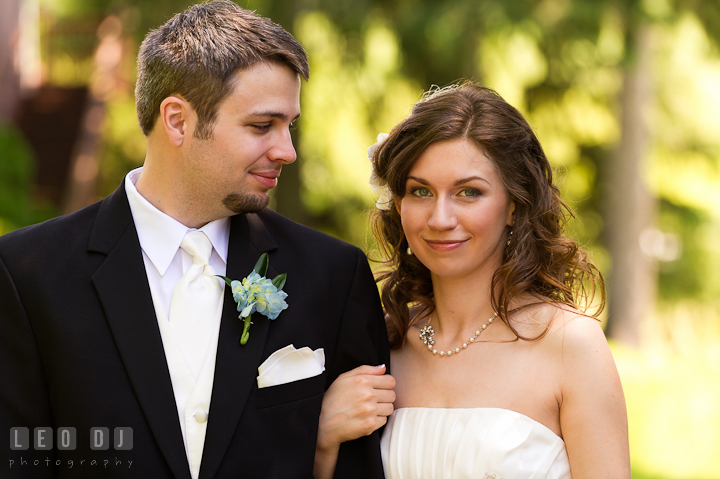 Bride and Groom smiling and posing. Ostertag Vistas wedding ceremony photos at Myersville, Maryland by photographers of Leo Dj Photography. http://leodjphoto.com