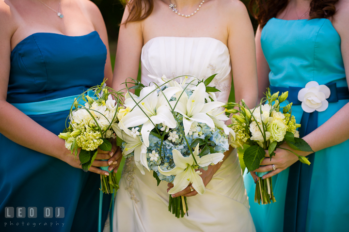 Flower bouquet of Bride, Maid of Honor and Bridesmaid by Hope Blooms. Ostertag Vistas wedding ceremony photos at Myersville, Maryland by photographers of Leo Dj Photography. http://leodjphoto.com